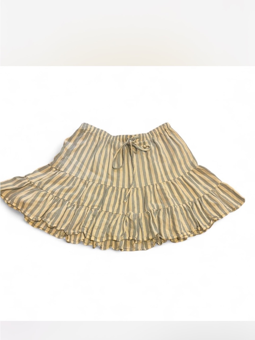 American Eagle Outfitters Yellow & Gray Striped Ruffle Mini Skirt
